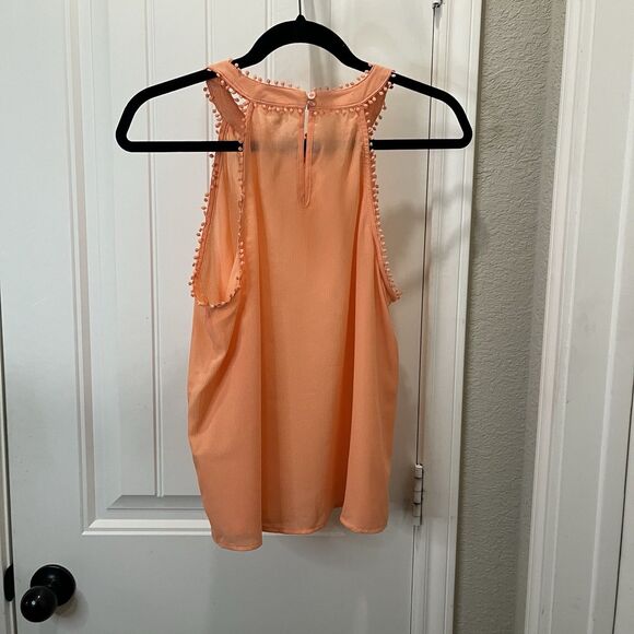 E&M Peach Pink Orange Sleeveless Keyhole Tank Top Blouse Womens Size L - Picture 9 of 12